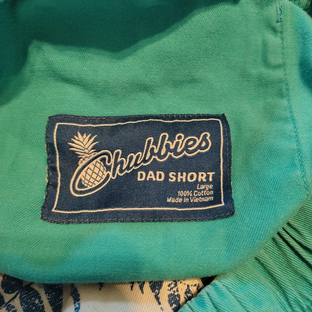 Chubbies Dad Shorts Mens Large Teal Turquoise Blue 100% Cotton Elastic 5.5